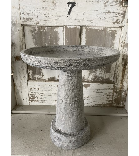 Gray Stone Bird Bath