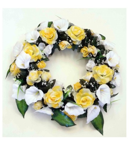 Yellow & White Silk Wreath