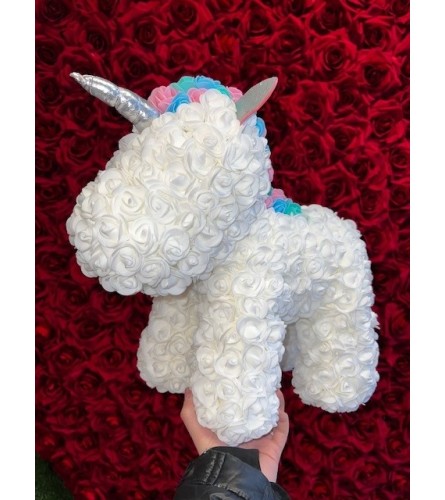 White Unicorn Rose Bear