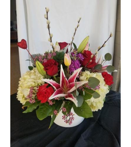VALENTINE'S DAY VISION OF LOVE. An arrangement by M's Flowers.