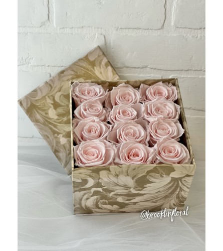 Pink Preserved Rose Box. An arrangement by Brooklin Floral and Garden Shoppe Inc..
