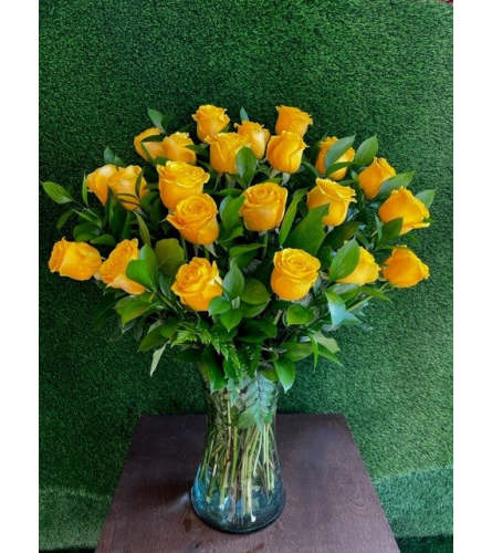 Yellow Roses in a Vase