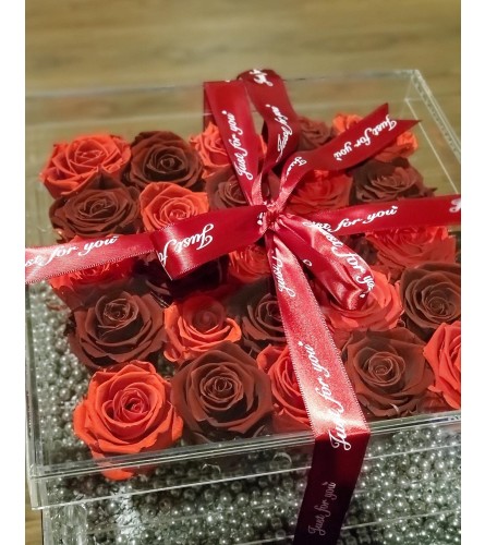 Acrylic Preserved Red Rose Box