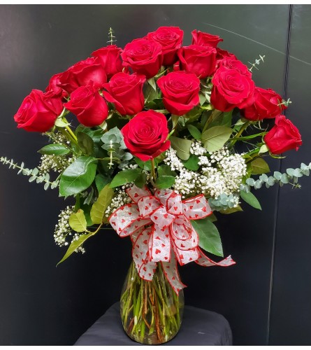 24 Long Stem Red Roses. An arrangement by Marivel's Florist and Gifts.