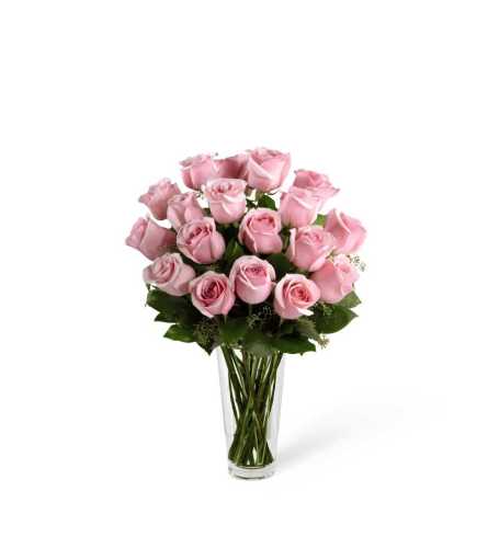 Long Stem Pink Roses Arranged in a Vase