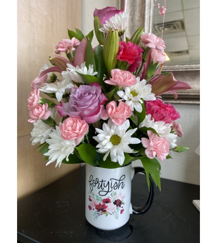 Fortyish Birthday Mug Floral Gift