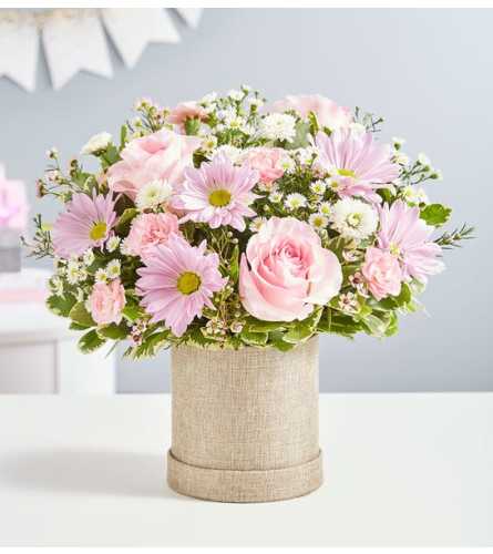 Welcome Baby Girl™ Bouquet Hatbox