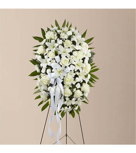 Exquisite Tribute Standing Spray All White