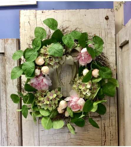 Silk Peony and Hydrangea Wreath