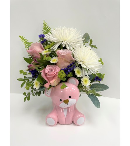 Joyful Pink Bear Bouquet