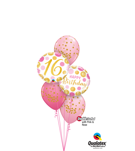 Pink 'N' Gold 16 Classic Confetti Balloon Bouquet