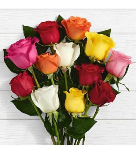 12 Assorted Roses (Colour May Vary from photo)