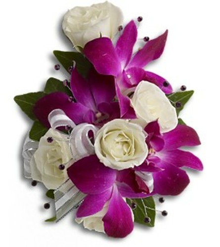 Purple Orch & White Rose Corsage 2022