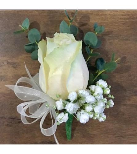 Fancy White Rose Boutonniere 2022