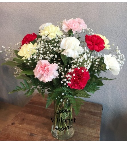 Luxe Dozen Mixed Carnations. An arrangement by The Garden Gate Gifts and Florals.