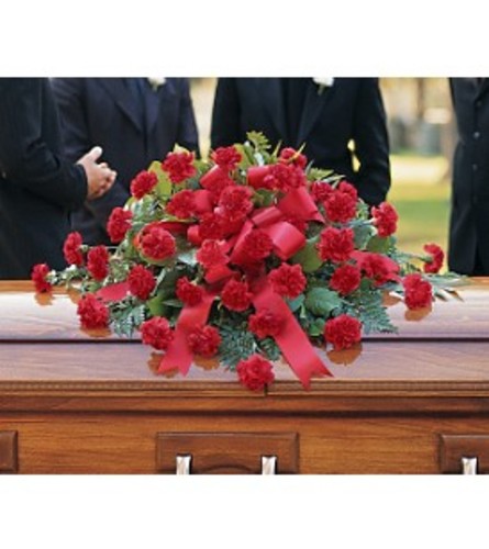 Teleflora's Red Regards Casket Spray