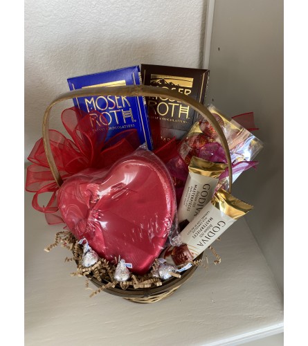To My One and Only Chocolate Candy Basket. An arrangement by Dream Petals Floral.