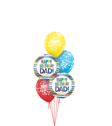 Happy Birthday Dad Painted Stripes Classic Balloon Bouquet