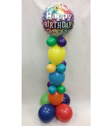 Rainbow Confetti Birthday QL Balloon Column