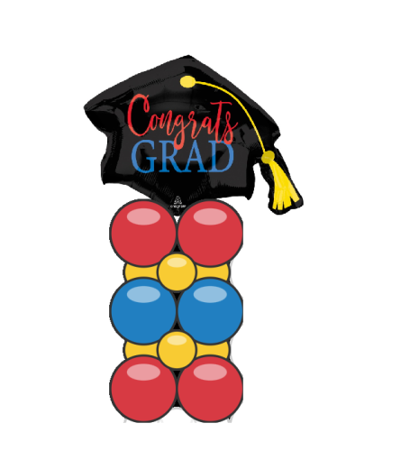 Grad Cap Super Square Balloon Column