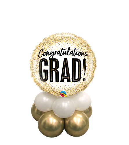 Congratulations Grad Gold & White Balloon Table Topper