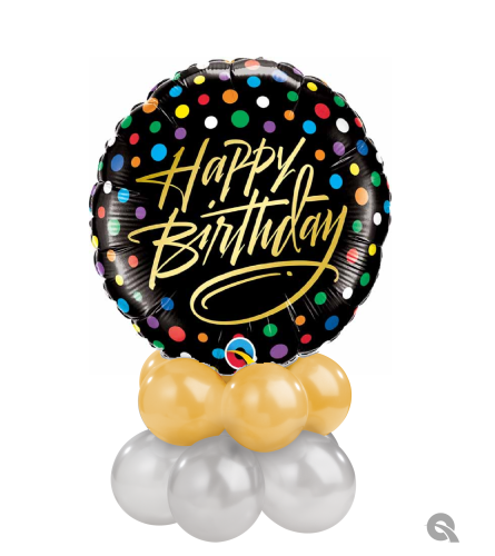 Birthday Gold Script Balloon Table Topper