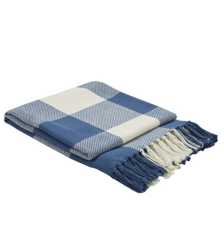 Handmade Cotton Blanket- China Blue