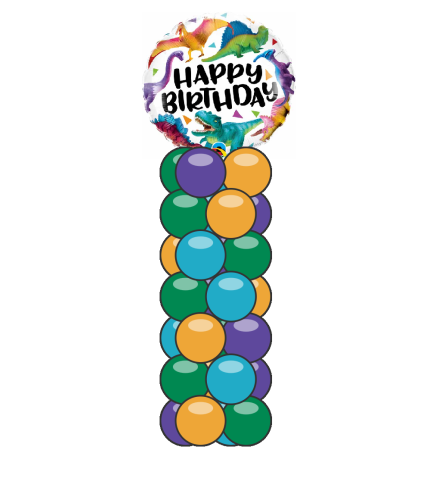 Birthday Colourful Dinosaurs Mini Balloon Column