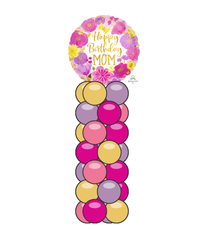 Mom Painted Flowers Mini Balloon Column