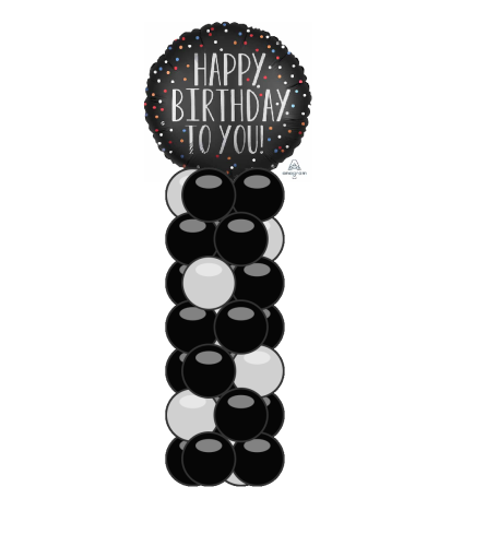 Happy Birthday To You Satin Dot Mini Balloon Column