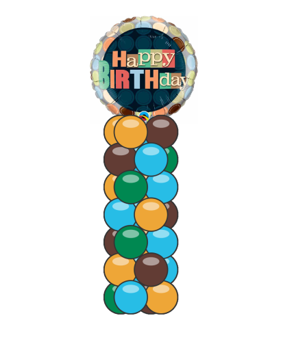 Birthday Dots Mini Balloon Column. An arrangement by Balloon Bouquets Plus.