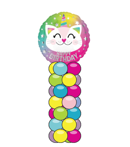 Birthday Caticorn Mini Balloon Column