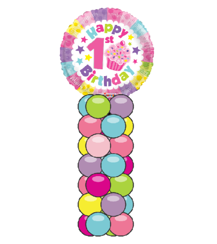 1st Birthday Girl Mini Balloon Column