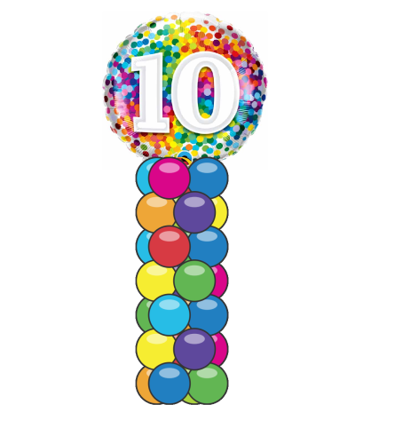 10 Rainbow Confetti Mini Balloon Column