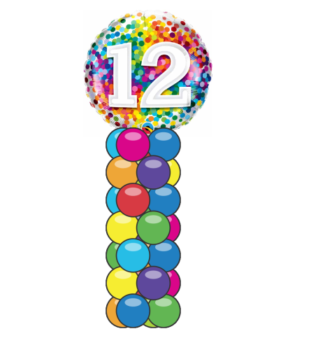 12 Rainbow Confetti Mini Balloon Column