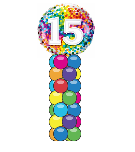 15 Rainbow Confetti Mini Balloon Column