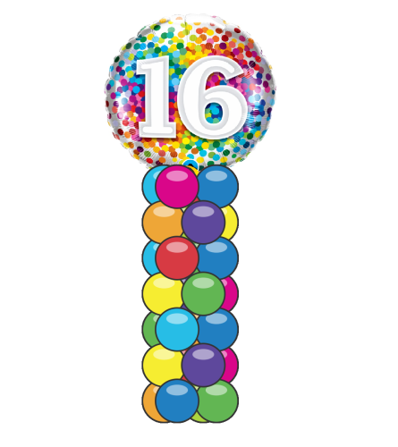 16 Rainbow Confetti Mini Balloon Column