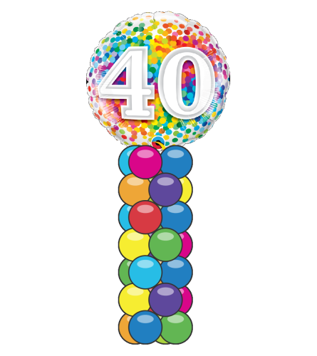 40 Rainbow Confetti Mini Balloon Column