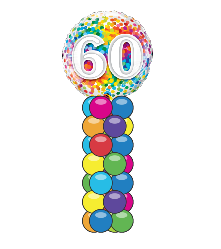 60 Rainbow Confetti Mini Balloon Column