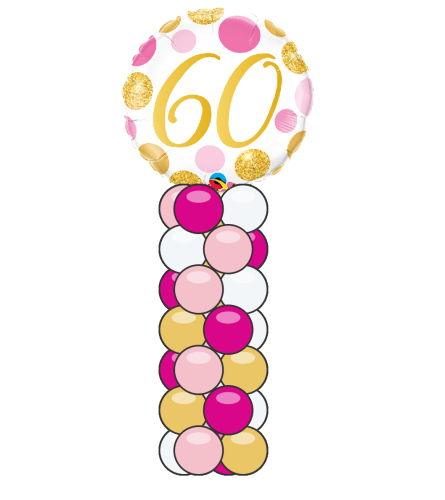 60 Pink & Gold Mini Balloon Column