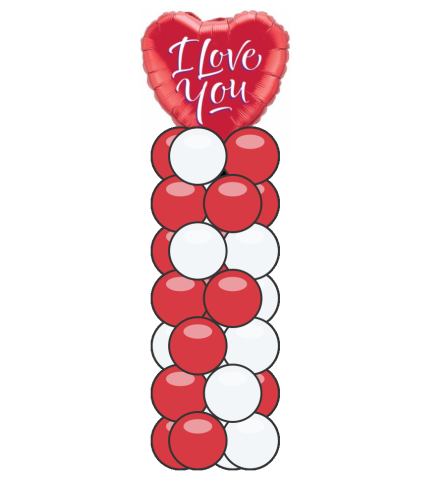 I Love You Script Mini Balloon Column. An arrangement by Balloon Bouquets Plus.
