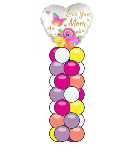 Love You Mom Floral Mini Balloon Column