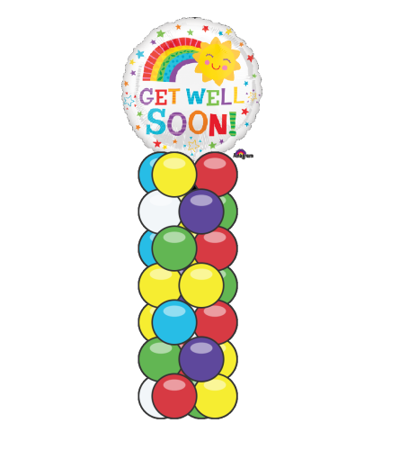 Get Well Happy Sun Mini Balloon Column. An arrangement by Balloon Bouquets Plus.