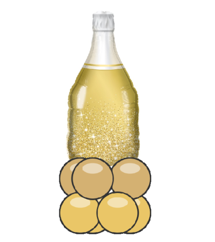 Golden Bubbly Wine Bottle Balloon Super Table Topper