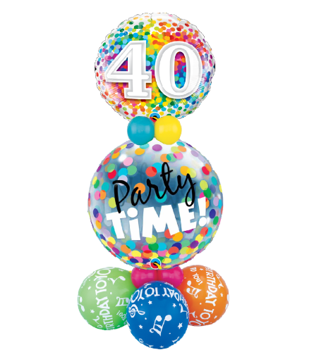 40th Rainbow Confetti Party Time Balloon Luxury Design