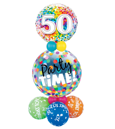 50th Rainbow Confetti Party Time Balloon Luxury Design