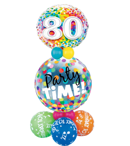 80th Rainbow Confetti Party Time Balloon Luxury Design