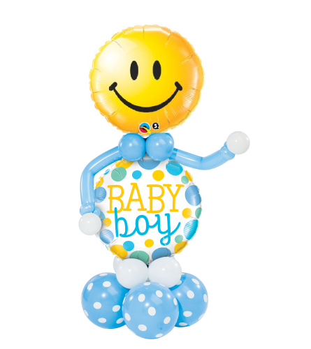 Smiley Face Baby Boy Dots Junior Stand Up Balloon