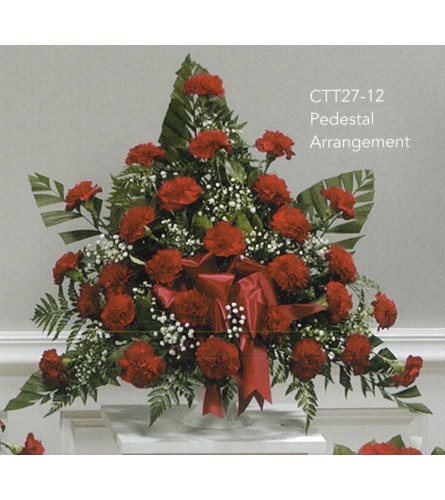 Red Carnation Pedestal Arrangement(Ctt27-12)