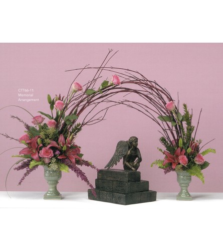 Attached Pink Memorial Arrangement(CONTAINERS VARY)(Ctt66-11)